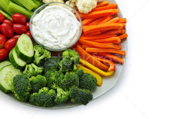 ストックフォト: 野菜 · ディップ · 新鮮な野菜 · 食品 · 背景 · 食べ
