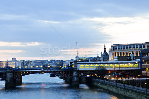 View on Thames river at nighttime, London Stock photo © elenaphoto