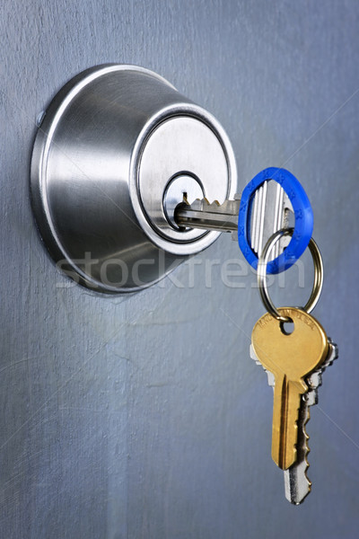 Sleutels slot deur metaal veiligheid Stockfoto © elenaphoto