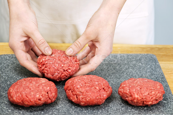 Photo stock: Cuisson · sol · boeuf · chef · hamburger