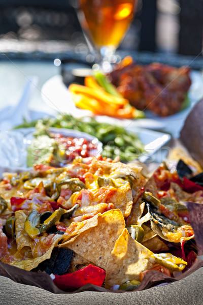 Nacho plate and appetizers Stock photo © elenaphoto