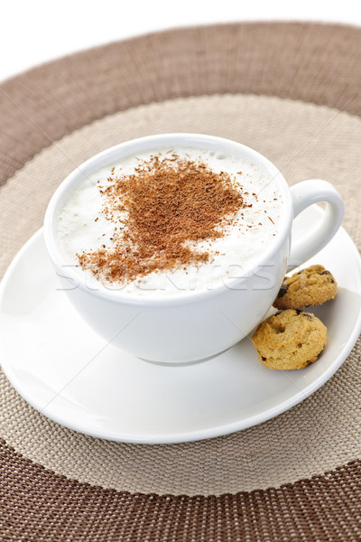 Cappuccino Kaffee Kaffeetasse Milch Cookies trinken Stock foto © elenaphoto