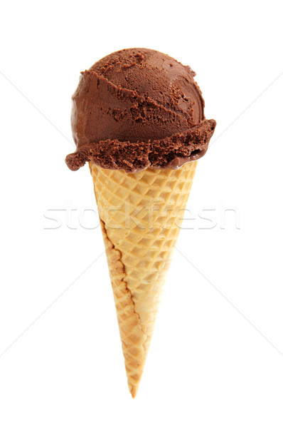 Imagine de stoc: Ciocolată · îngheţată · zahăr · con · izolat · alb