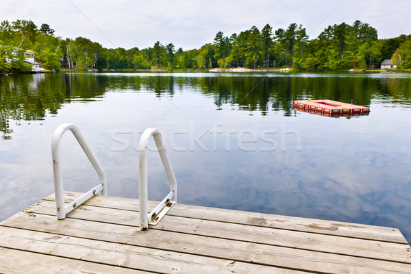 Dock lago cottage paese scala Foto d'archivio © elenaphoto
