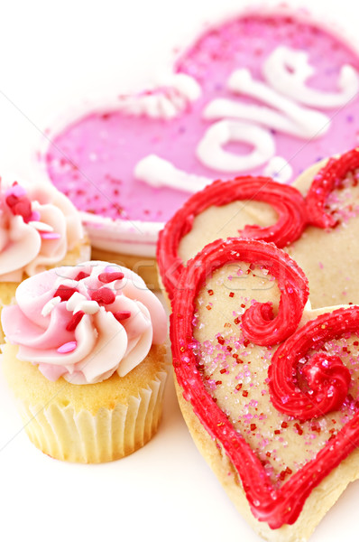 Stockfoto: Valentijnsdag · cookies · eigengemaakt · gebakken · Valentijn