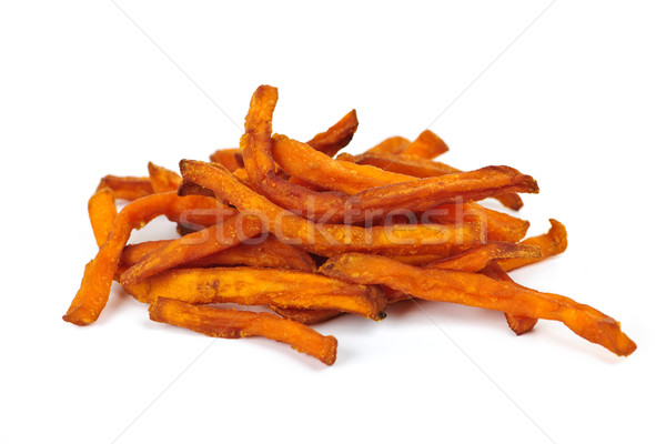 Zoete aardappel frietjes geïsoleerd witte achtergrond Stockfoto © elenaphoto