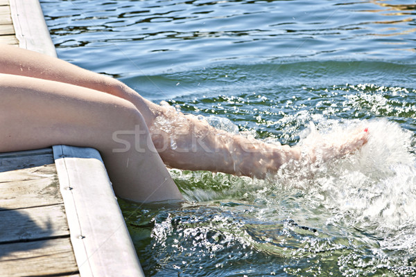 Legs splashing in lake Stock photo © elenaphoto