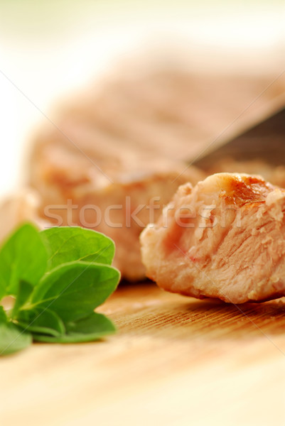 Grelhado bife macro cortar jantar Foto stock © elenaphoto