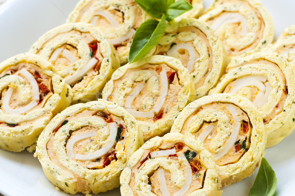 Mini sandwich spiral roll appetizers Stock photo © elenaphoto