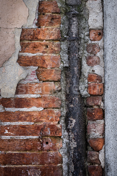 Alten Backsteinmauer Fragment antiken Wand rot Stock foto © elenaphoto