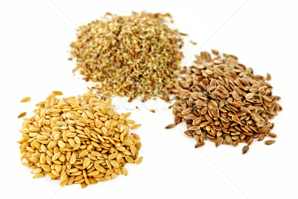 Brown, golden and ground flax seed Stock photo © elenaphoto