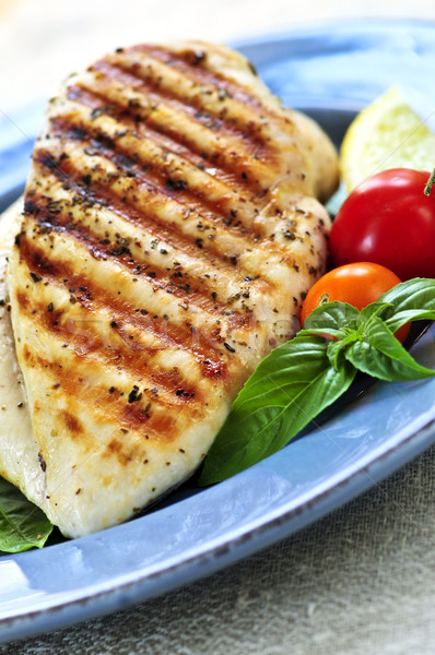 [[stock_photo]]: Poulet · grillé · seins · plaque · légumes · frais · santé · poulet