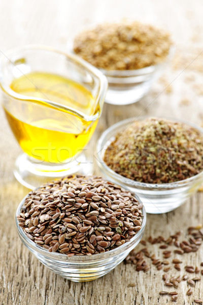 Flax seeds and linseed oil Stock photo © elenaphoto
