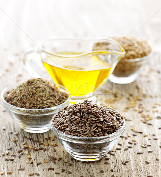 Flax seed and linseed oil Stock photo © elenaphoto