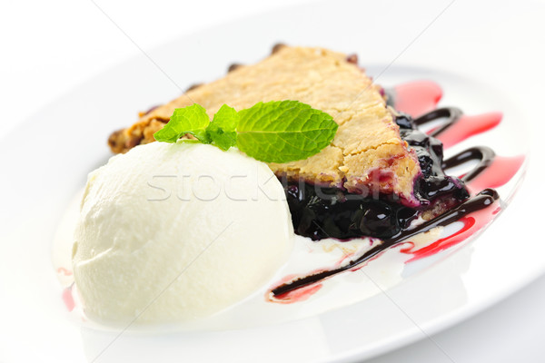 Blueberry pie and ice cream Stock photo © elenaphoto