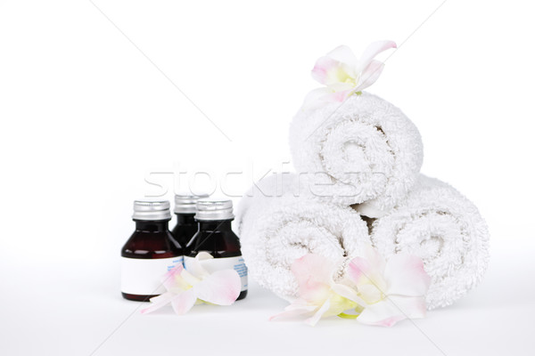 Gerollt up spa Handtücher weiß Körper Stock foto © elenaphoto
