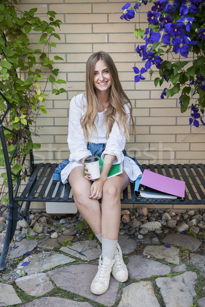 Young woman on college campus Stock photo © elenaphoto