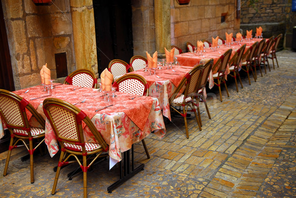 Restaurante patio aire libre medieval calle región Foto stock © elenaphoto