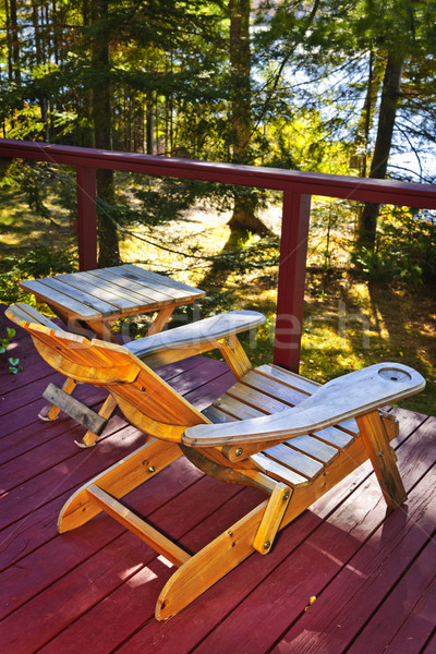 Chair on cottage deck Stock photo © elenaphoto
