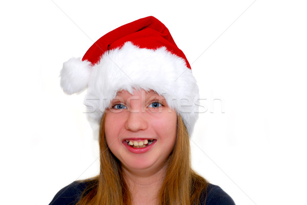 Fille portrait jeune fille chapeau isolé [[stock_photo]] © elenaphoto