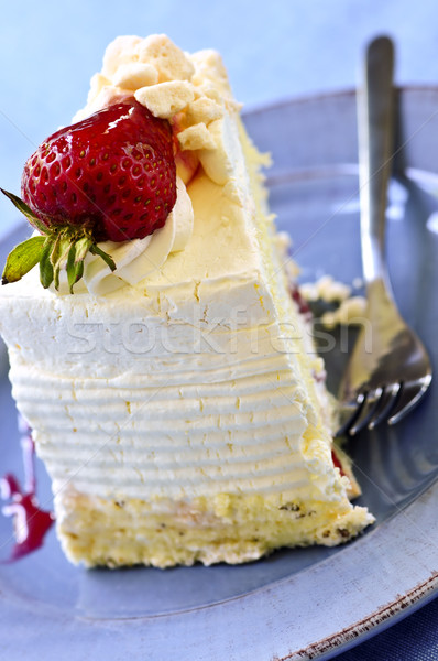Slice of strawberry meringue cake Stock photo © elenaphoto