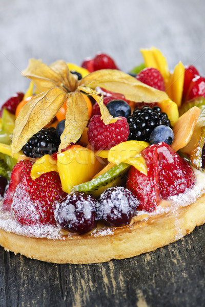 Mixed tropical fruit tart Stock photo © elenaphoto