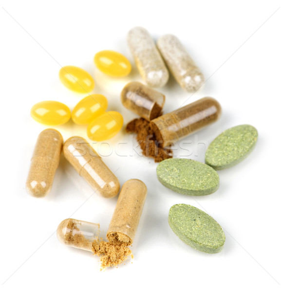 Szárított növénygyűjtemény kiegészítő tabletták keverék kiegészítők vitamin Stock fotó © elenaphoto