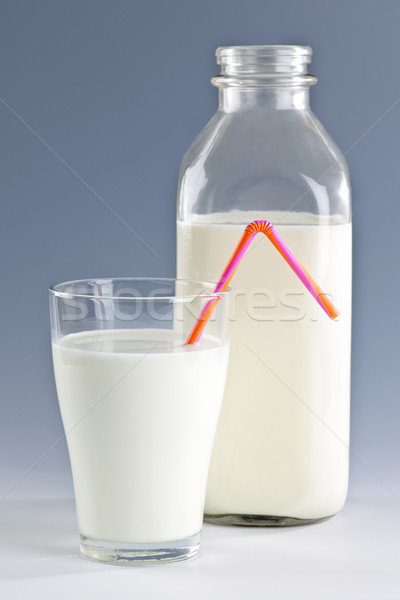 Bottle and glass of white milk Stock photo © elenaphoto