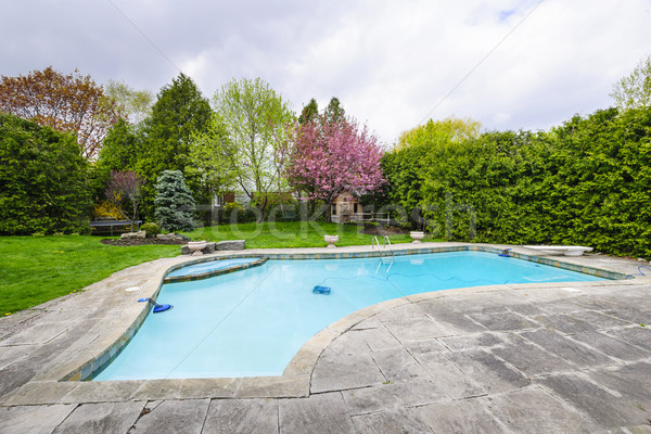 Swimming pool in backyard Stock photo © elenaphoto