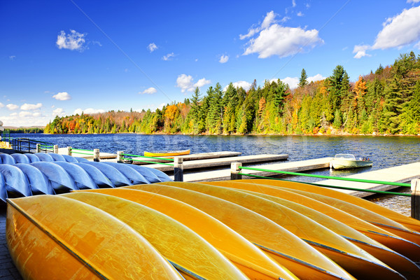 Canoe rental on autumn lake Stock photo © elenaphoto