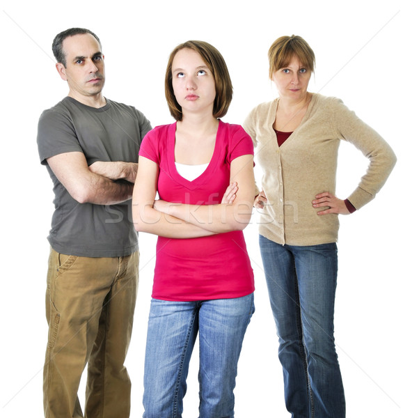 Stock photo: Teenage girl in trouble with parents