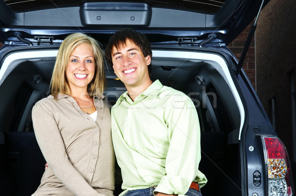 Couple sitting in back of car Stock photo © elenaphoto