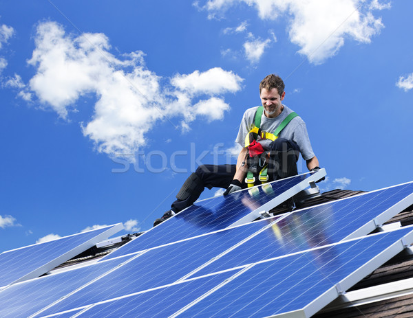 Solar panel installation Stock photo © elenaphoto