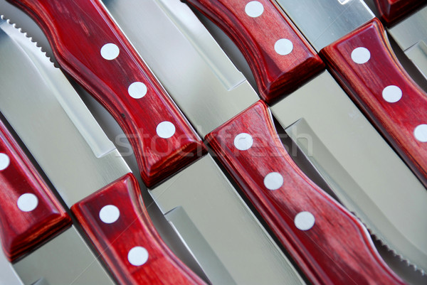 стейк Ножи шаблон древесины фон ножом Сток-фото © elenaphoto