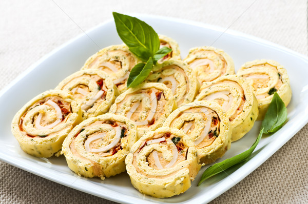 Mini sandwich spiral roll appetizers Stock photo © elenaphoto