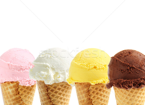 Assorted ice cream in sugar cones Stock photo © elenaphoto