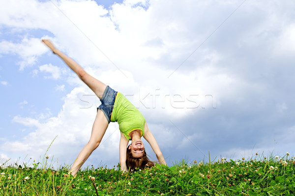 若い女の子 小さな 十代の少女 夏 草原 空 ストックフォト © elenaphoto