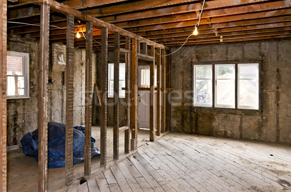 Stock photo: Home interior gutted for renovation
