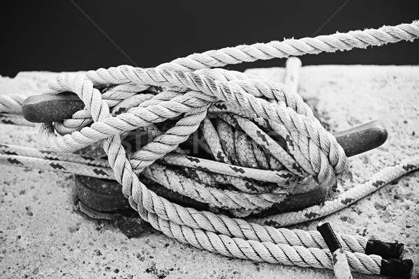 Ropes on cleat Stock photo © elenaphoto