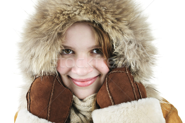 Happy winter girl Stock photo © elenaphoto