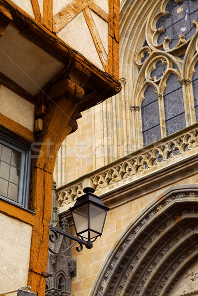 Középkori Franciaország ház katedrális épület templom Stock fotó © elenaphoto