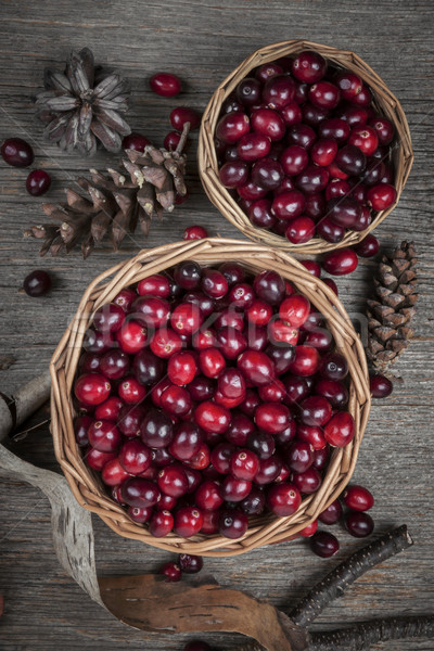 Cranberries in baskets Stock photo © elenaphoto
