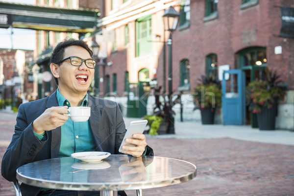 Foto stock: Jóvenes · Asia · hombre · aire · libre · Servicio · riendo