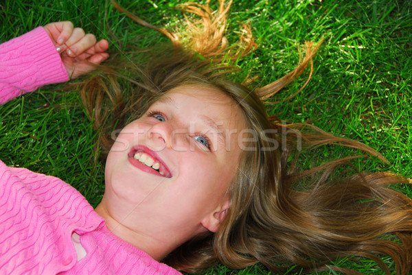 Girl grass Stock photo © elenaphoto
