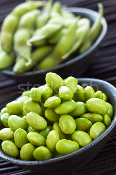 Stockfoto: Sojasaus · bonen · kommen · voedsel · groenten · eten