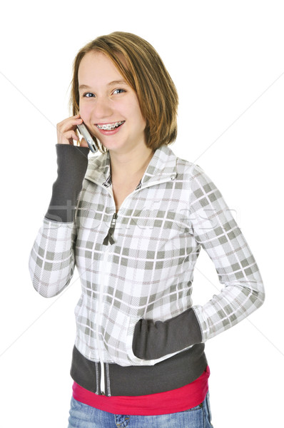 Teenage girl talking on phone Stock photo © elenaphoto