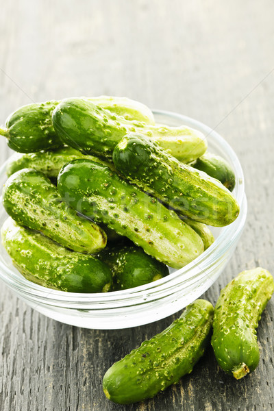 Small cucumbers in bowl Stock photo © elenaphoto