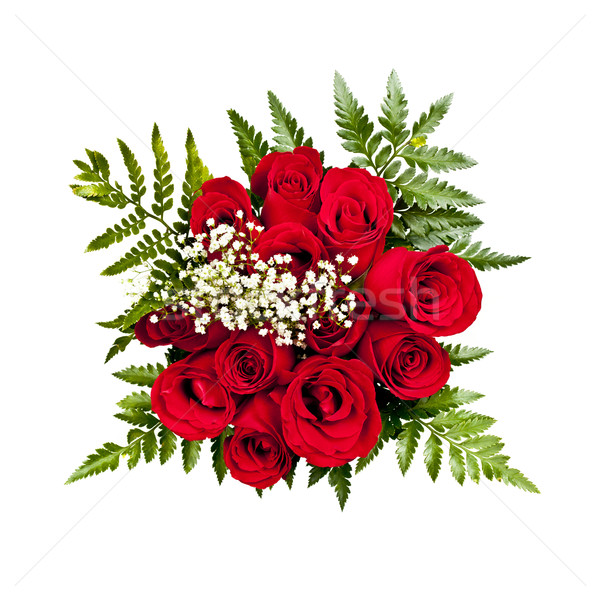 Steeg boeket boven dozijn rode rozen witte Stockfoto © elenaphoto
