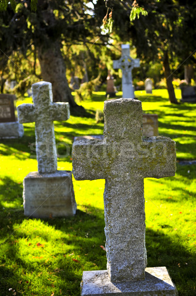 Graveyard with tombstones Stock photo © elenaphoto