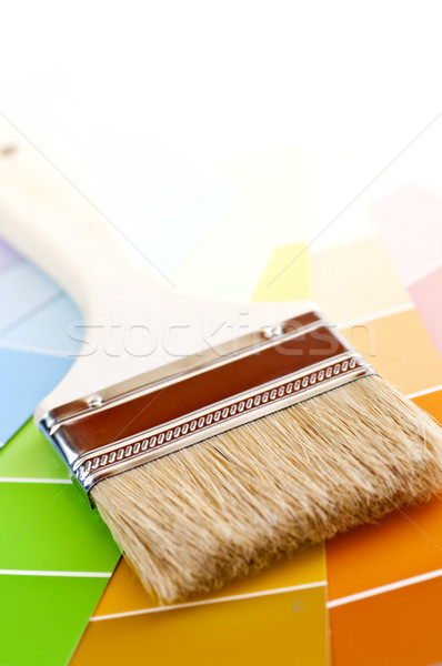 Paint brush with color cards Stock photo © elenaphoto